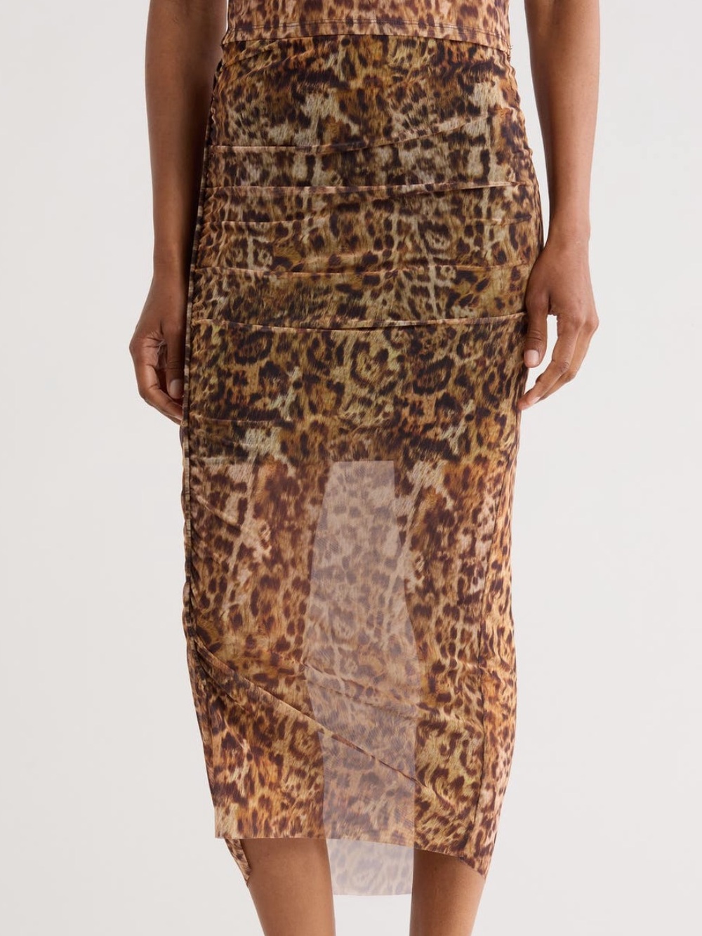 AllSaints Nora Leopard Print Mesh Midi Skirt NWT Size 6